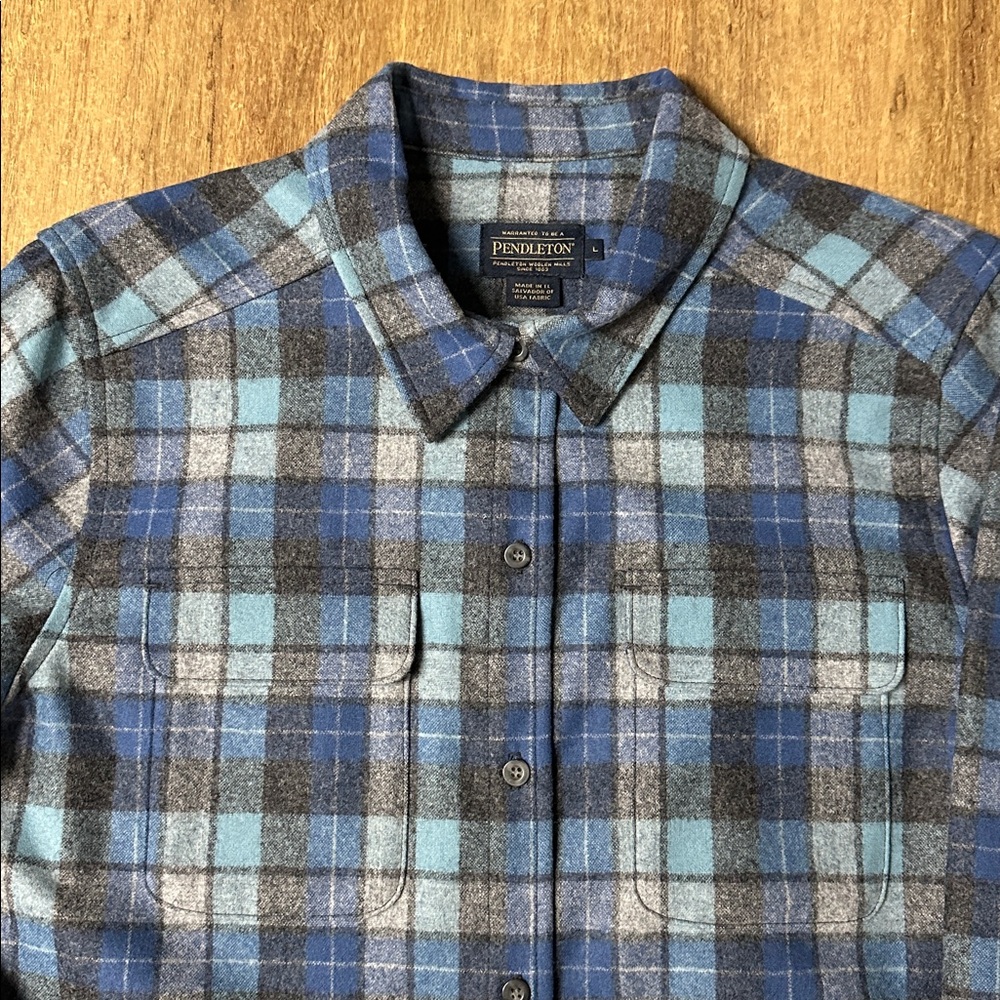 BFS🖤Pendleton nwot blue original surf board button down 100% virgin wool shirt - Picture 4 of 9